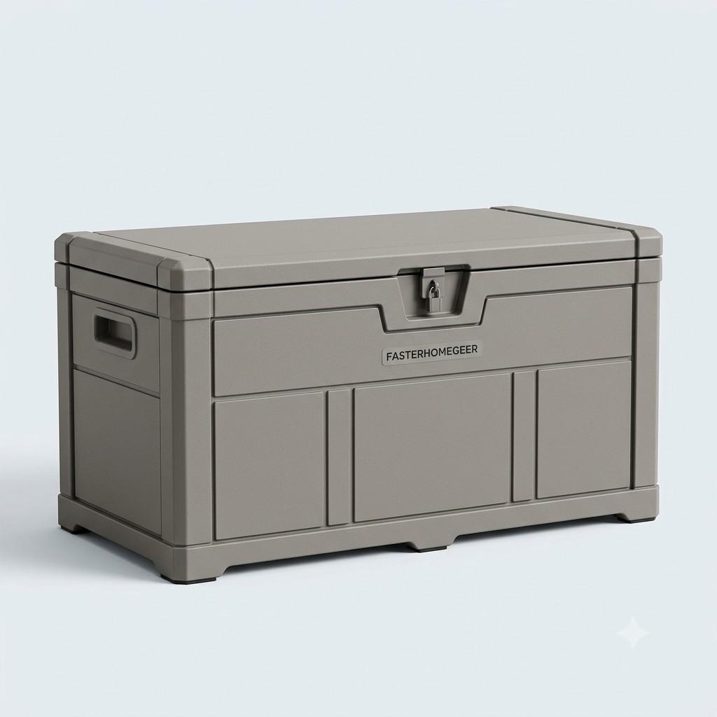 FasterHomeGeer Outdoor Resin Storage Box, 120 Gallon